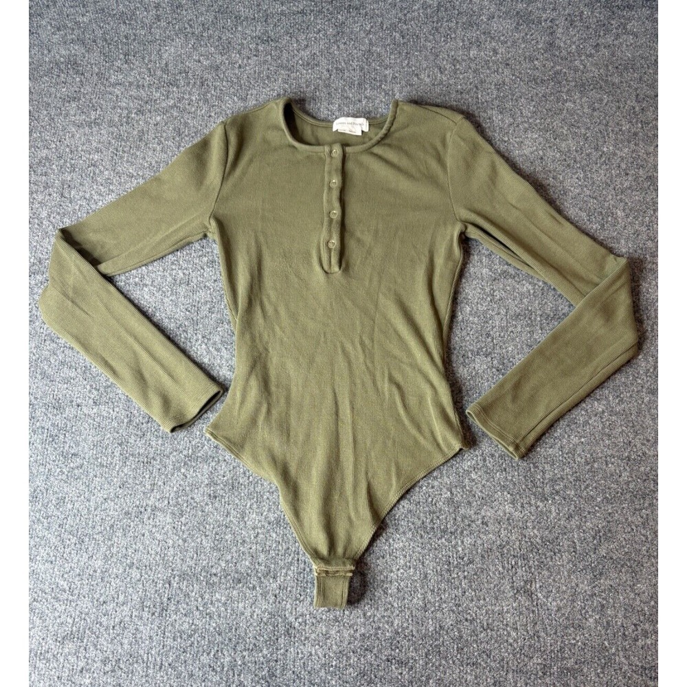 Lovers and Friends Bodysuit Women XXS Green Long Sleeve Basic Minimalist 2XS